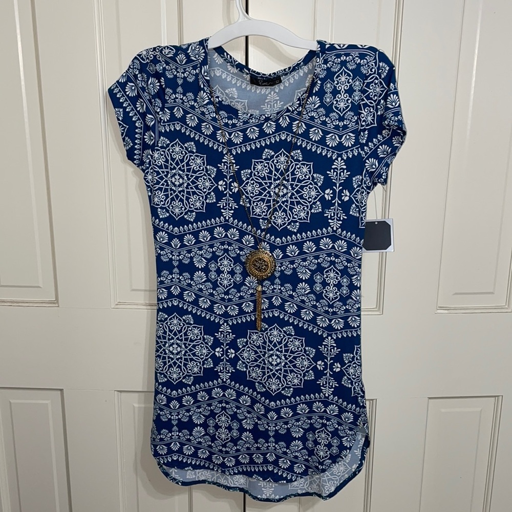 Pinc Women’s Floral Dress with Necklace - New L
